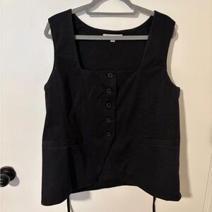 LOFT Black Sleeveless Button-Front Blouse/vest